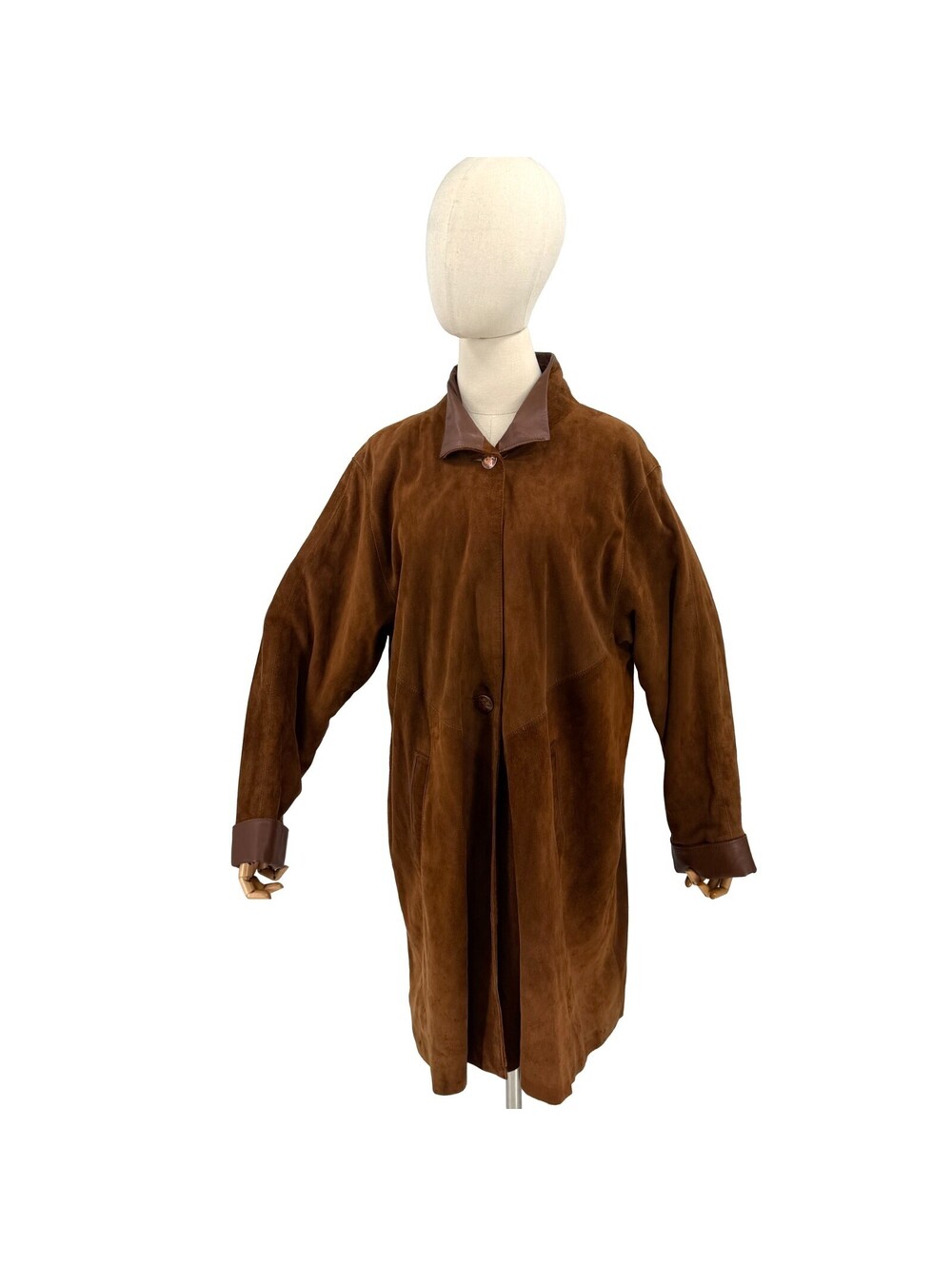 Vintage 80s Brown Suede Oversized Swing Coat